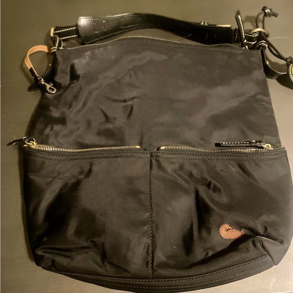 Dooney & Bourke Purse Black Nylon Dillen Medium Pocket Sac Shoulder Bag Hobo